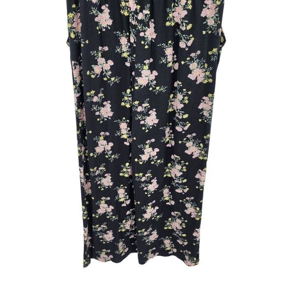 No Boundaries Off Shoulder Wide Leg Jumpsuit 3X Black Pink Floral Pockets Casual - Picture 11 of 12
